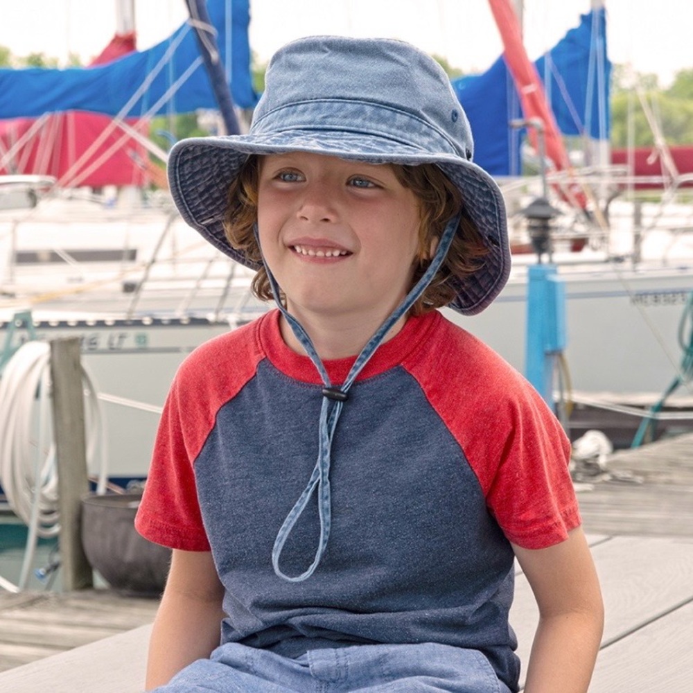 Broner Bucket/Boonie Hat, Sz. L, Denim Blue, “Chuckwagon” Logo, Adj. Chin Strap